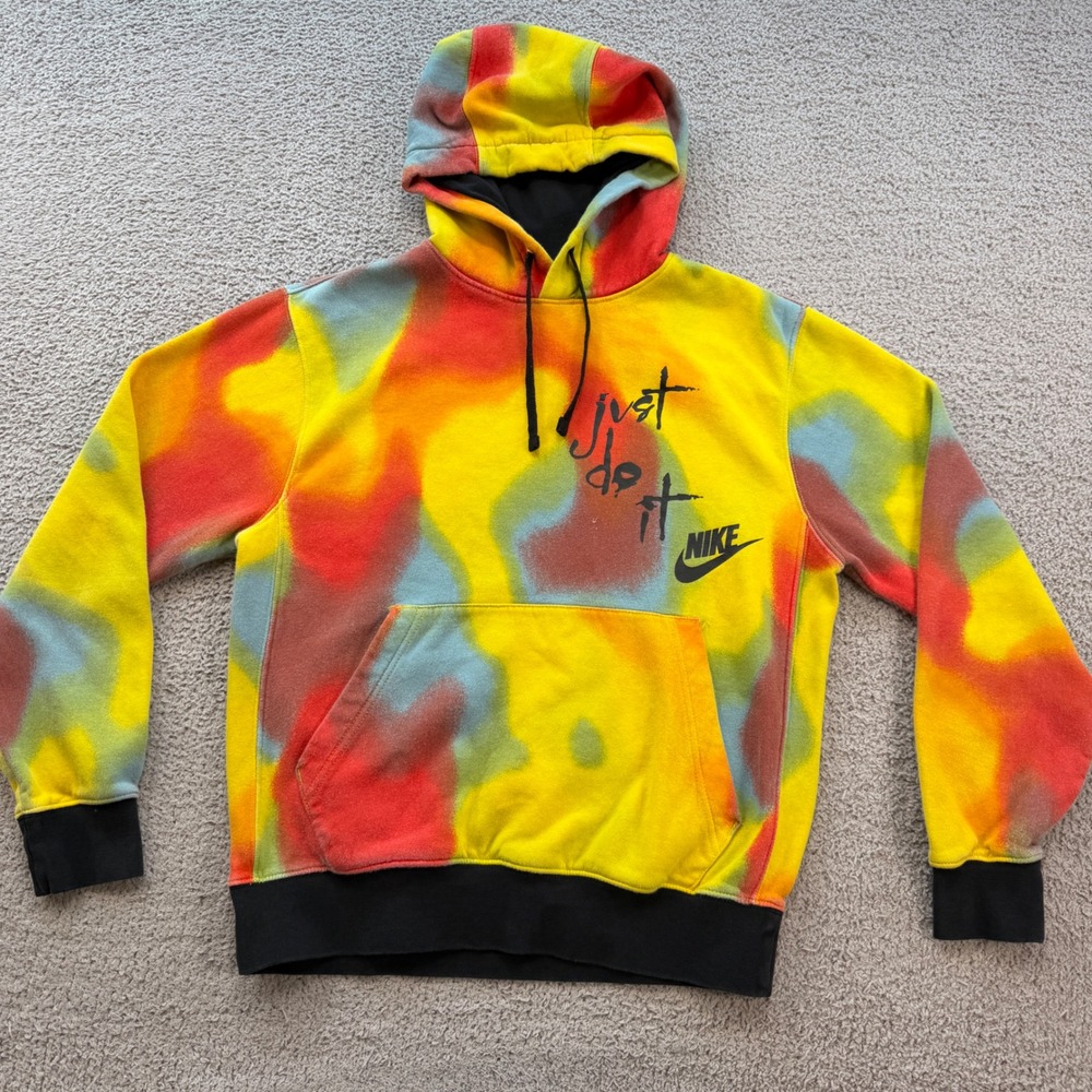Nike Men Just Do It Tie Dye Hoodie Yellow Red Blue CQ7174-100 Size S